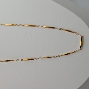 Gold Tone Bar Chain Necklace Classic Minimalist Fashion Jewelry 23''